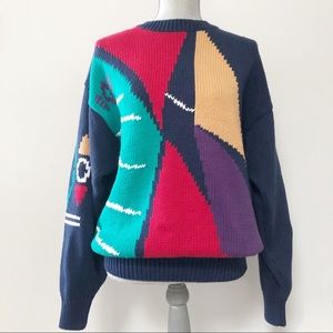 Vintage Brian MacNeil abstract pattern sweater navy colour